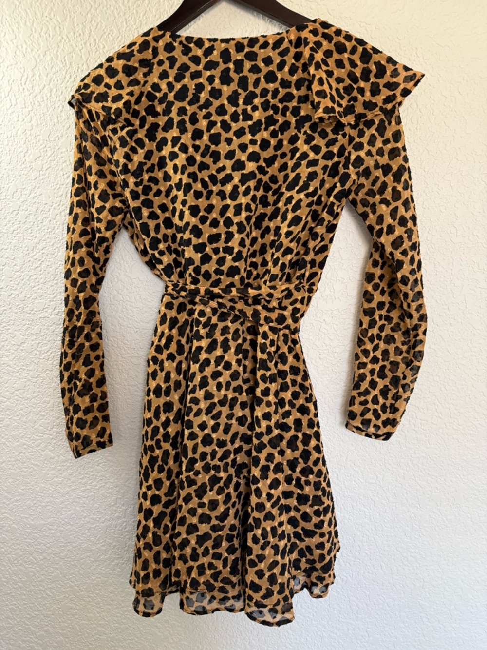Free People Leopard Print‎ Ruffle Wrap Mini Dress | Boho Flowy| XS - Picture 8 of 12